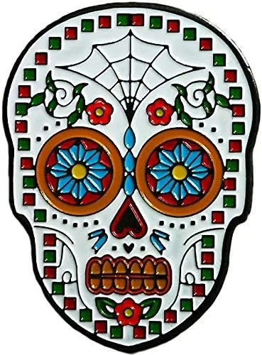 Vista 5 de Dia De Los Muertos - Marcador de pelota de golf y clip para sombrero de rosa roja BandSkull
