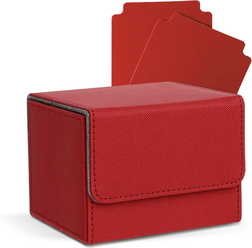 Vista 16 de Caja de cubierta Zettokete MTG con 2 divisores, caja de cubierta Commander de gran capacidad se adapta a 100+ cartas con manga doble, estuche