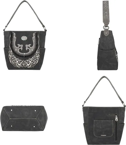 Vista 3 de Montana West Bolsa de transporte oculta de la colección Boot Scroll para mujer bolso de hombro occidental de cuero vegano con cartera