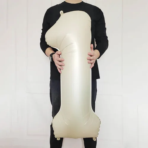 Vista 2 de Globos grandes de cumpleaños de 40 pulgadas, color blanco crema, número 1 dígito 1, globos de números de aluminio de Mylar con globos de estrella