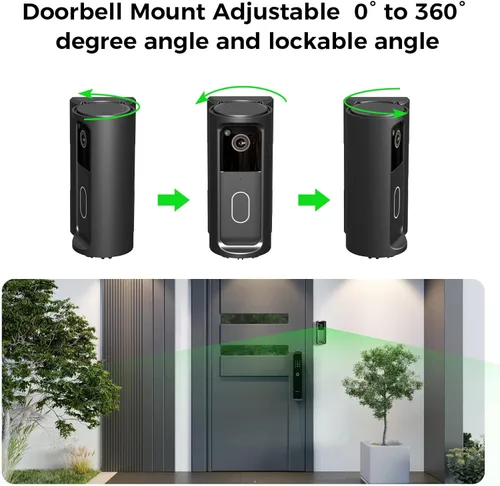 Vista 3 de Soporte para timbre Blink ajustable en ángulo de 360° compatible con timbre de video Blink (modelo 2025), soporte de cámara sin taladrar