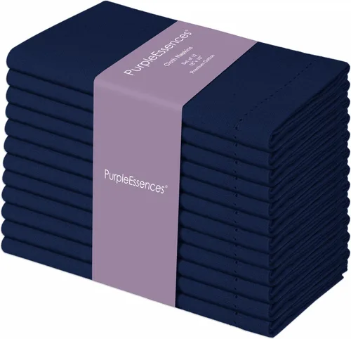 Vista 9 de PurpleEssences Juego de 6 servilletas de tela de vainica, 100% algodón, suaves, duraderas, lavables, ideales para bodas, Navidad, vacaciones