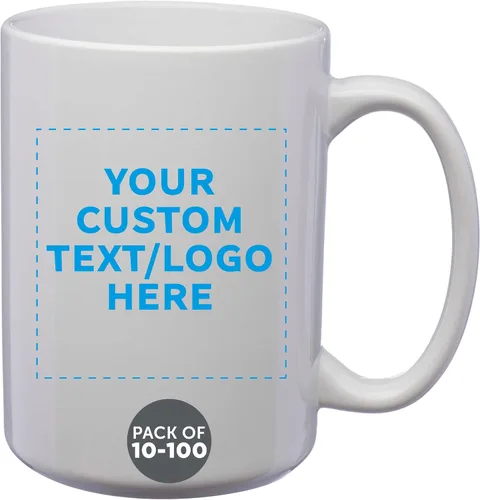 Vista 11 de DISCOUNT PROMOS Tazas de café de cerámica grandes personalizadas de 15 onzas, juego de 10/50/100, paquete personalizado a granel, perfecto
