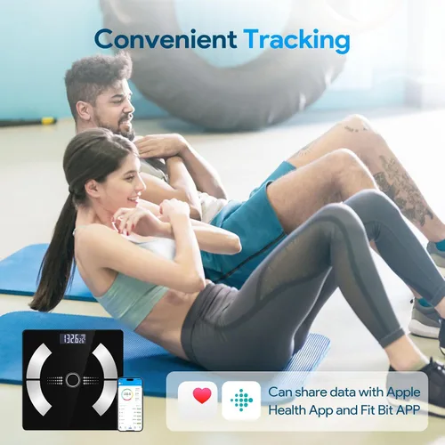Vista 5 de Báscula de grasa corporal, báscula de peso inteligente, báscula digital de baño con funcionalidad Bluetooth, capaz de analizar grasa corporal, masa