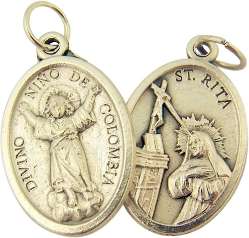 Vista 25 de Catholic Patron Saint Medals Base en tono plateado, 1 pulgada, juego de 2