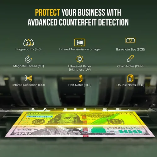 Vista 4 de Kolibri, contador de dinero con detección UV Blanco/Verde (Kolibri Uv/Mg)