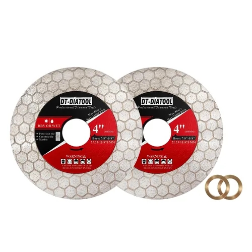 Vista 7 de DT-DIATOOL Disco de corte de azulejos de hoja de sierra de diamante de 4 pulgadas para amoladora angular de eje de 7/8 "- 5/8" para cortar