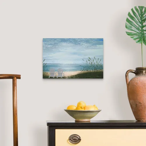 Vista 3 de Sillas de playa - Lienzo decorativo para pared, ilustraciones costeras