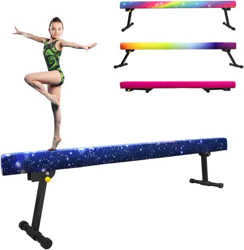 Vista 13 de GLANT - Viga de equilibrio ultrasimple ajustable y plegable de 8 pies, equipo de gimnasia de suela de piso alto y bajo, sin necesidad