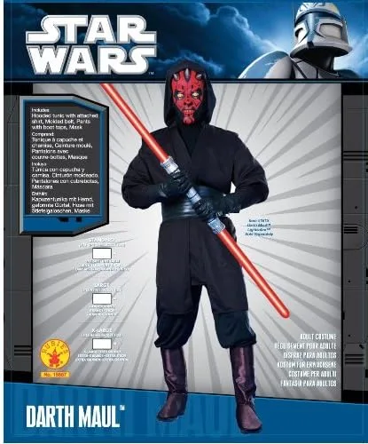 Vista 2 de Star Wars Disfraz de Darth Maul Deluxe para adultos, color negro, talla XL, Negro