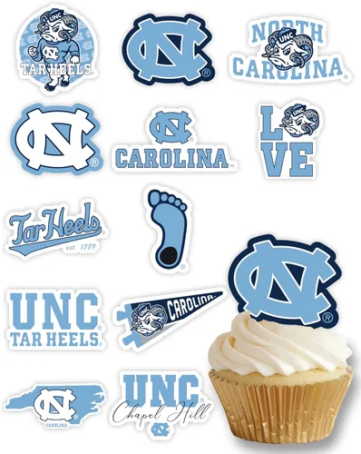 Vista 21 de Decoraciones para cupcakes de la Universidad de Alabama, suministros para fiestas de fútbol americano, cumpleaños, graduación (24 piezas)