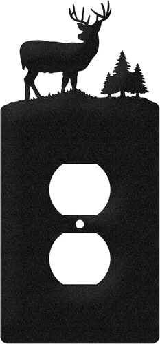Vista 10 de SWEN Products Deer Wildlife - Cubierta para placa de pared (interruptor doble, negro)