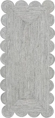 Vista 17 de Alfombra de Área de Yute Festoneada Alfombra de Yute Boho Alfombra Costera Festoneada, Gris Pardo Oscuro 2'x3' Gris topo oscuro
