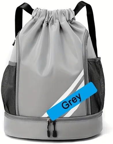 Vista 8 de 1 unidad, mochila deportiva, mochila, bolsa con cordón, natación, actividades al aire libre, fitness, camping, ciclismo, senderismo, Azul profundo