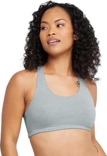 Vista 2 de Hanes Women's Cotton Racerback Bralette Pack, Breathable Low Impact Sports Bra, 3-Pack