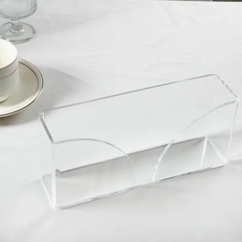 Vista 5 de Servilletero acrílico para toalla de invitados para mesa, soporte para toallas de invitados, soporte vertical transparente impermeable para mesa