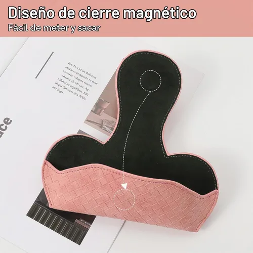 Vista 5 de KINIVA Soporte Rosa para Gafas de Sol de Visera de Coche Funda de Cuero para Gafas con Cierre Magnético para Accesorios Interiores de Coche