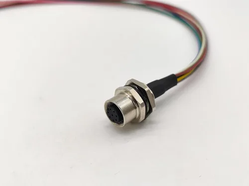Vista 4 de 10 unids M12 8pin conector hembra A-Code Panel Receptáculo Conector de montaje trasero Tipo de soldadura recta con bloqueo de rosca con 19.7 in