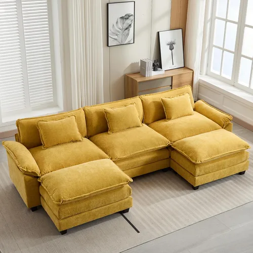 Vista 66 de Oprisen Sofá Seccional Modular, Cómodo Cloud Couch Sofá Seccional, Sofá Cama de Chenilla con Asiento Profundo con Almohadas Decorativas para Sala