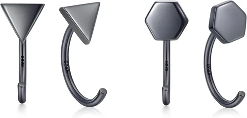 Vista 32 de CHIC & ARTSY Aretes de medio aro de plata de ley 925 para mujer, juego de aros pequeños con barra de bola, estrella, luna y perla, ligeros, ajuste