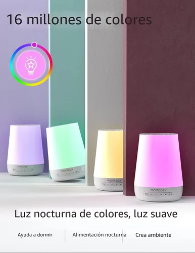 Vista 7 de Momcozy - Máquina de sonido para bebés, máquina de ruido blanco para dormir con luz nocturna, entrenador de sueño para niños pequeños con 34 sonidos