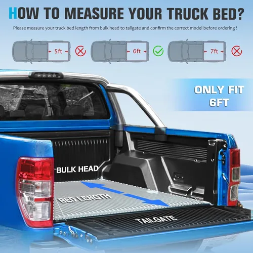 Vista 3 de Cubierta Tonneau enrollable suave de 6 pies para 2005-2024 Frontier 2009-2012 Suzuki Equator 6 pies (73.3 pulgadas) cama Styleside Fleetside
