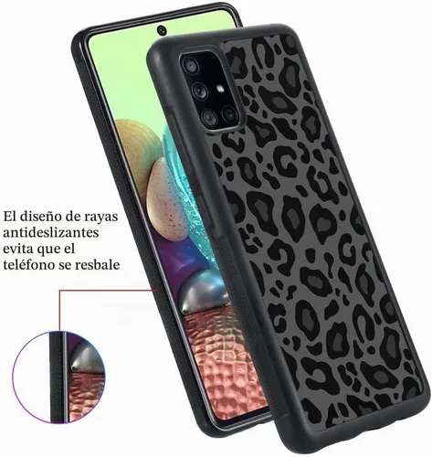 Vista 5 de KANGHAR - Carcasa compatible con Galaxy A71 5G, diseño de leopardo negro