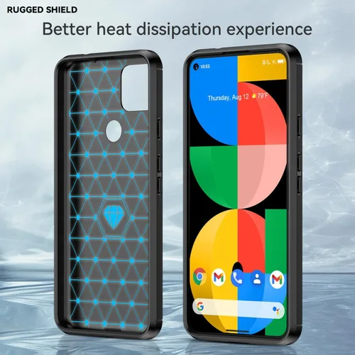 Vista 3 de Funda para Google Pixel 5A 5G Funda de fibra de carbono delgada y suave TPU Funda protectora de absorción de golpes Cubierta de teléfono a prueba