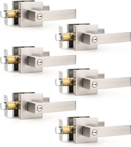 Vista 29 de Gobrico 1 paquete de manijas cuadradas de privacidad para puerta en acabado negro mate, manijas interiores sin llave, reversibles para puertas