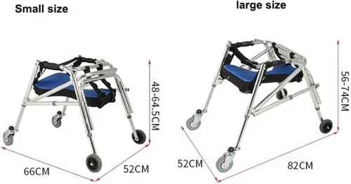 Vista 3 de Andador plegable para niños con ruedas, caminador ajustable de altura de aleación de aluminio, andador con ruedas posteriores ligeros, andador