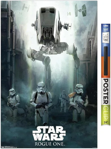 Vista 17 de Trends International Star Wars: Rogue One - Póster de pared de asedio, 14.725 x 22.375 pulgadas, versión enmarcada de madera de granero