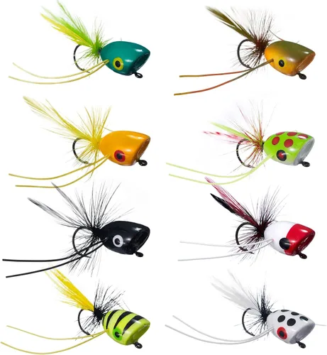 Vista 6 de BASSDASH Moscas Popper para pesca con mosca, lubina, perca, señuelos de pesca