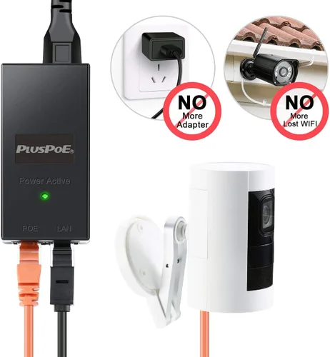 Vista 4 de Inyector Gigabit PoE, compatible con IEEE 802.3af, adaptador Ethernet POE de 48 V 100/1000 Mbps de repuesto para Ubiquiti U-POE-af, TP-Link POE