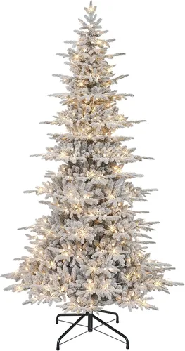 Vista 8 de Puleo International - Árbol de abeto artificial de Utah preiluminado de 6.5 pies, 1473 puntas, 250 luces transparentes