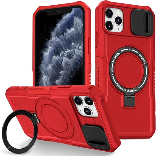 Vista 73 de Funda magnética para iPhone 11, soporte de anillo con ventana corrediza, funda protectora mate a prueba de golpes para iPhone 11 6.1, fundas