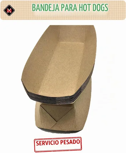 Vista 3 de Mr Miracle Bandeja de papel para perros calientes de 7 pulgadas en papel kraft. Paquete de 25. Desechable, reciclable y totalmente biodegradable.