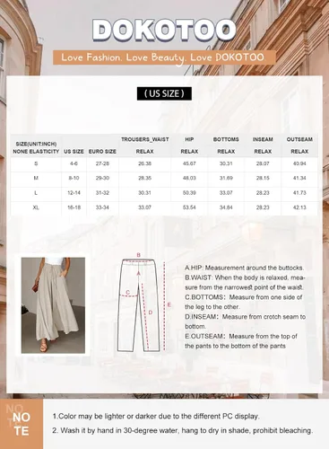 Vista 5 de Dokotoo Pantalones para mujer con cintura elástica y pierna ancha con bolsillos
