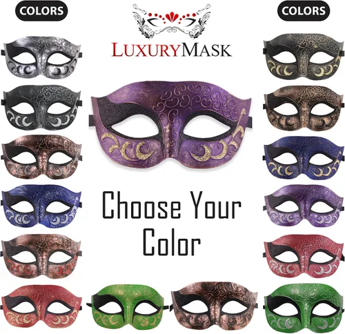 Vista 6 de Máscara de mascarada para hombre, máscara de aspecto antiguo para Halloween, fiesta veneciana, fiesta de máscaras y baile de máscaras