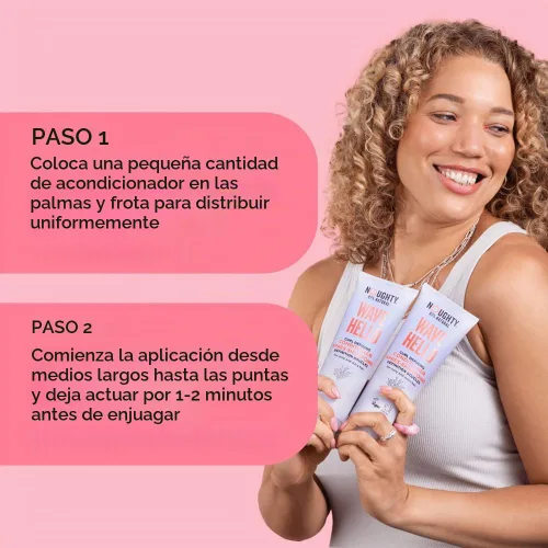 Vista 4 de Noughty Acondicionador definidor 97% Natural Wave Hello Curl para acondicionar, suavizar y definir los rizos con extracto de algas marinas y aceite