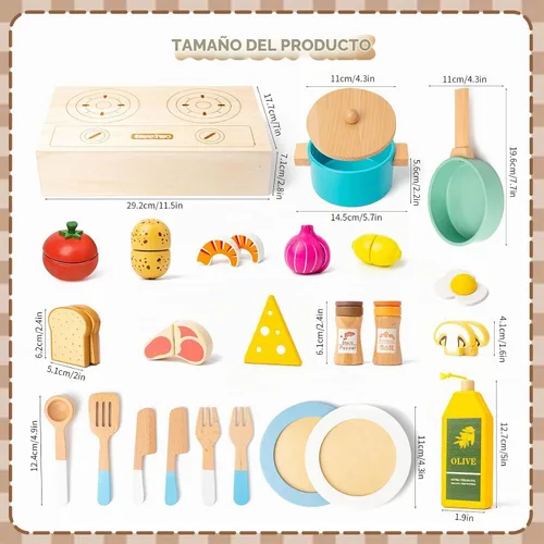 Vista 2 de Juego de cocina para niños pequeños, accesorios de cocina, ollas y sartenes Azul