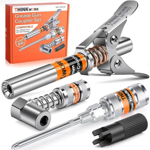 Vista 11 de THINKWORK Acoplador de Pistola de Grasa, Puntas de Pistola de Grasa de 0.53", Acopladores de Pistola de Grasa de Bloqueo Fuerte, 12000 PSI Acoplador