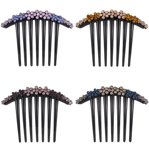 Vista 13 de Peine lateral de perlas para mujer, peines de pelo con diamantes de imitación, 7 dientes, accesorios de cristal vintage, accesorios para tocados
