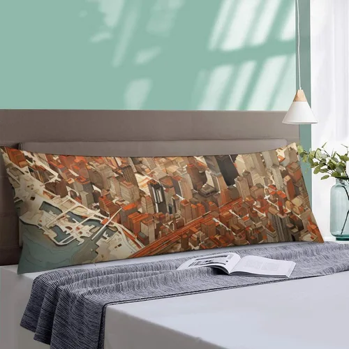 Vista 4 de Funda de almohada de cuerpo con mapa personalizado de la ciudad de Nueva York, 20 x 54 pulgadas, funda protectora de almohada larga con cremallera
