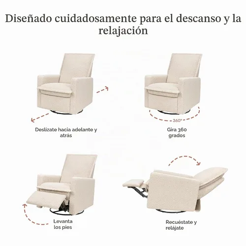 Vista 6 de Babyletto Cali - Silla reclinable giratoria de 360° con brida Cali, lazo de peluche de almendra Almendra Teddy Loop