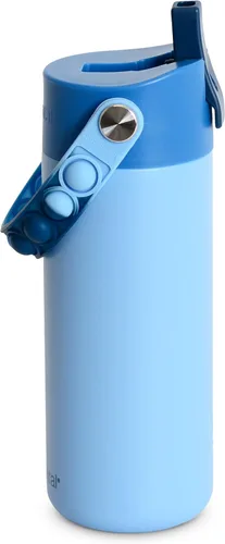 Vista 28 de Elemental Botella de agua aislada para niños, botella de agua de acero inoxidable con tapa de popote y asa Pop-it, botellas de agua a prueba