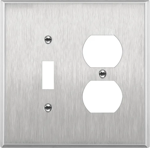 Vista 12 de ENERLITES Placa de pared de metal para combinación de interruptor de palanca y receptáculo dúplex, cubierta de salida de acero inoxidable 201 Latón