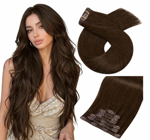 Vista 12 de Moresoo Genius - Extensiones de cabello humano real con clip, color negro azabache, invisibles, sin costuras, de trama de piel sintética