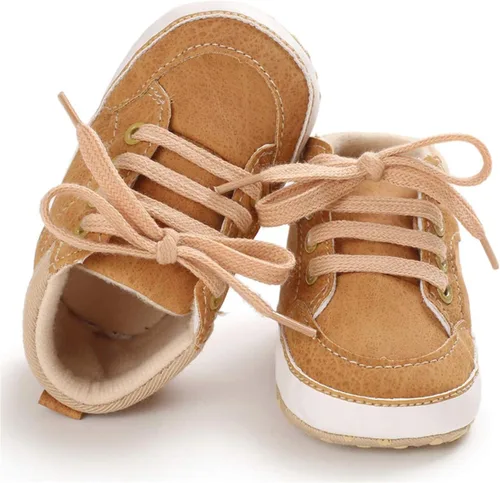 Vista 3 de BENHERO Baby Girls Boys PU Leather Shoes Toddler Infant First Walker Soft Sole High-Top Ankle Sneakers Newborn Crib Shoes