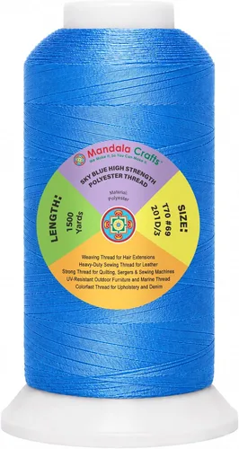 Vista 76 de Mandala Crafts Airforce Blue Tex 70 - Hilo de poliéster para tapicería 1500 Yds T70 UV Resistant Strong Thread for Leather Sewing, Marine