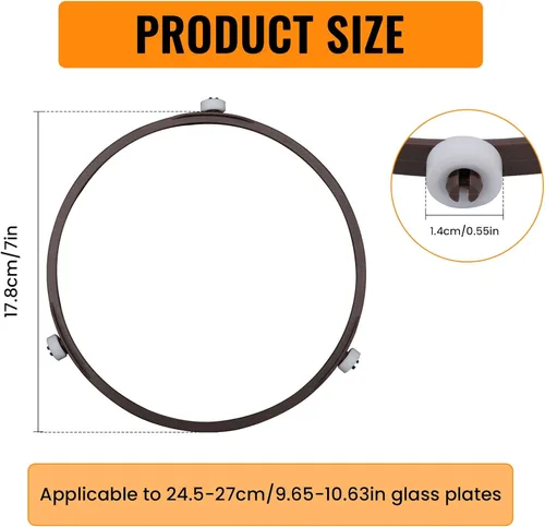Vista 2 de 1 pieza de anillo giratorio para microondas, rodillo de bandeja de microondas de 17,8 cm, piezas de repuesto para soporte de bandeja de vidrio